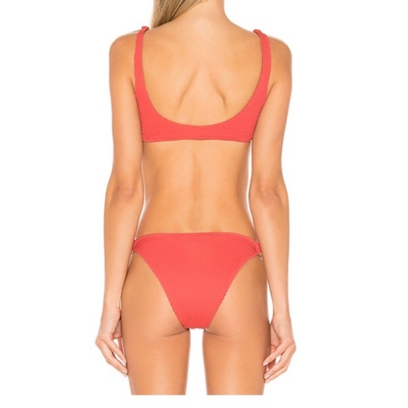 Revolve Lovewave Coral Smocked Bikini Large - Picture 2 of 8